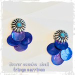 flower concho  shell fringe earrings フラワーコンチョ   シェル フリンジ 2way ピアス／イヤリング ラベンダー  シルバー