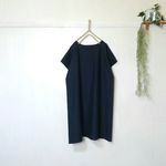 ネイビー　シンプル　ワンピース　～　綿　チュニック