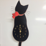 再販♪ステンドグラス ＊壁掛け時計_黒ネコ＊