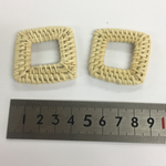 （4個セット）四角形 穴あき ラタンパーツ ラタン 約4cm ホワイト　happycraft