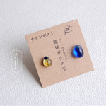 琉球ガラス玉のチタンポストピアス / 雫