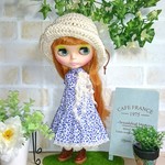 No.1269  青い木の実柄のティアードワンピ