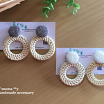 再販❇️ラタン ナチュラルサークル ピアス/イヤリング