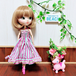ブライス　リカちゃん  プーリップ   マキシワンピース  ストライプ