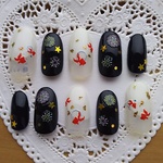 夏祭りネイル／花火／夏／夏祭り／金魚／花火大会