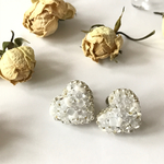 【送料無料】ビーズ刺繍  つぶつぶクリアハート♡シルバー /イヤリング・ピアス