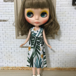 【送料無料】リカちゃん、ブライス ボタニカル柄プリーツワンピース