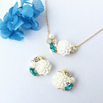クリアブルー ダリアのビジューネックレス&イヤリング/ピアス