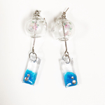 新作！夏を感じて 風鈴ミニチュアピアス クリアブルー朝顔