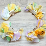 4個セット フラワータッセル シフォン 花柄 チャーム パーツ カラフルイエロー