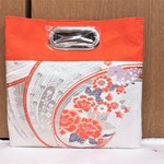 ★happygoen39様専用ページ★サイズ変更★2way★オレンジ色の牡丹が華麗なクラッチ&スクエアバッグ/帯リメイク♪