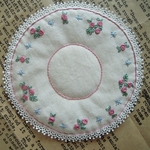 薔薇の刺繍のポットマット