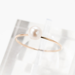 ベビー淡水パールのひとつぶ華奢リング～5mm珠・14KGF