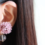flower clearball♡　ゆれる樹脂ノンホールピアス（イヤリング）