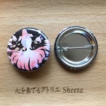 缶バッチ　夜桜金魚