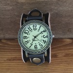 【送料無料】本革 ブレス風腕時計  W＊ブラック＊ 