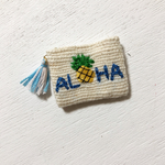   刺繍 クラッチ 【ALOHA🍍WH】