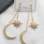 太陽と月＊ストーンチャーム ロングピアス＆イヤリング