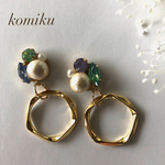 コットンパールのビジューピアス／イヤリング