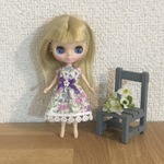 プチブライスサイズ ワンピース 小花柄 パープル 