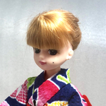 リカちゃん　浴衣   紺・あさがお