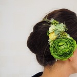 ヘアピン花飾　ラナングリーン