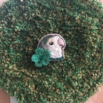 コザクラインコ(ホワイトフェイス)の刺繍ブローチ