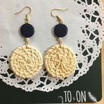 ラタン×ミニパール×ウッド ピアス/イヤリング