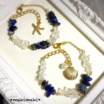再販✨人魚姫の細石ブレスレット✨天然石ラピスラズリとクリスタル✨
