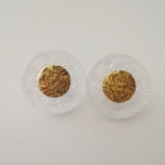 15mm クリア×ブロンズ vintageボタン (2個)