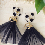 アシンメトリードットチュールピアス♡イヤリング