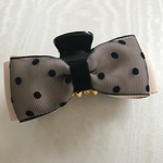 大人可愛い ドット オーガンジー リボン バンスクリップ ヘアクリップ  