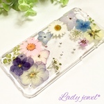 受注製作 iphone用押し花ケース＊紫陽花garden・未来＊   スワロフスキーいっぱい♡スマホケース