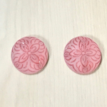 VINTAGE PINK FLOSTED FLOWER DESIGN CABOCHONS