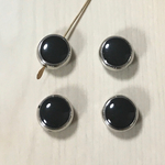 VINTAGE SILVER BLACK ROUND SPACER BEADS