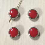 VINTAGE SILVER RED ROUND SPACER BEADS