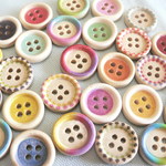 【#515】 100個　15mm ボタン ウッド 手芸 カラフル 