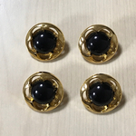 ANTIQUE GOLD BLACK FLOWER DESIGN BUTTON PARTS