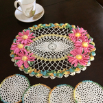 テーブルクロス ガーベラ コースター4枚