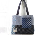 ☆sale　リバーシブルバッグ＊イカリ刺繍＊4面OK!