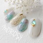 MOROSY59☆グリーン 天然石 夏 シェル 大人 上品 ネイル