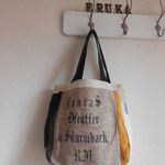 ♪肩掛けトートBAG♪　シンプルリネン　ランダムパッチ　黒