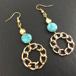 再販♡♡NEW! ターコイズ✖️ゴールドサークルピアス／イヤリング