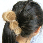 ¶ new antique fur ¶ パステルミンクファーフラワーボンボンバナナクリップ