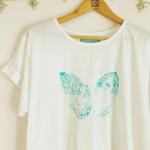 ミントスカッシュ×オフ白・M・海のミルクスクエアTシャツ