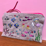海の刺繍ファスナーポーチ☆