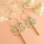 無原罪聖母メダイとクロスのピアス