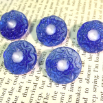 【希少】【2個】1950s チェコガラスボタン  ヴィンテージボタン アクアブルーシャンク