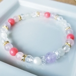 【3月・10月誕生石】ラベンダーアメジスト&ピンクコーラル スリムブレスレット