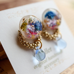 ブルーフラワードーム×ブルービーズピアス